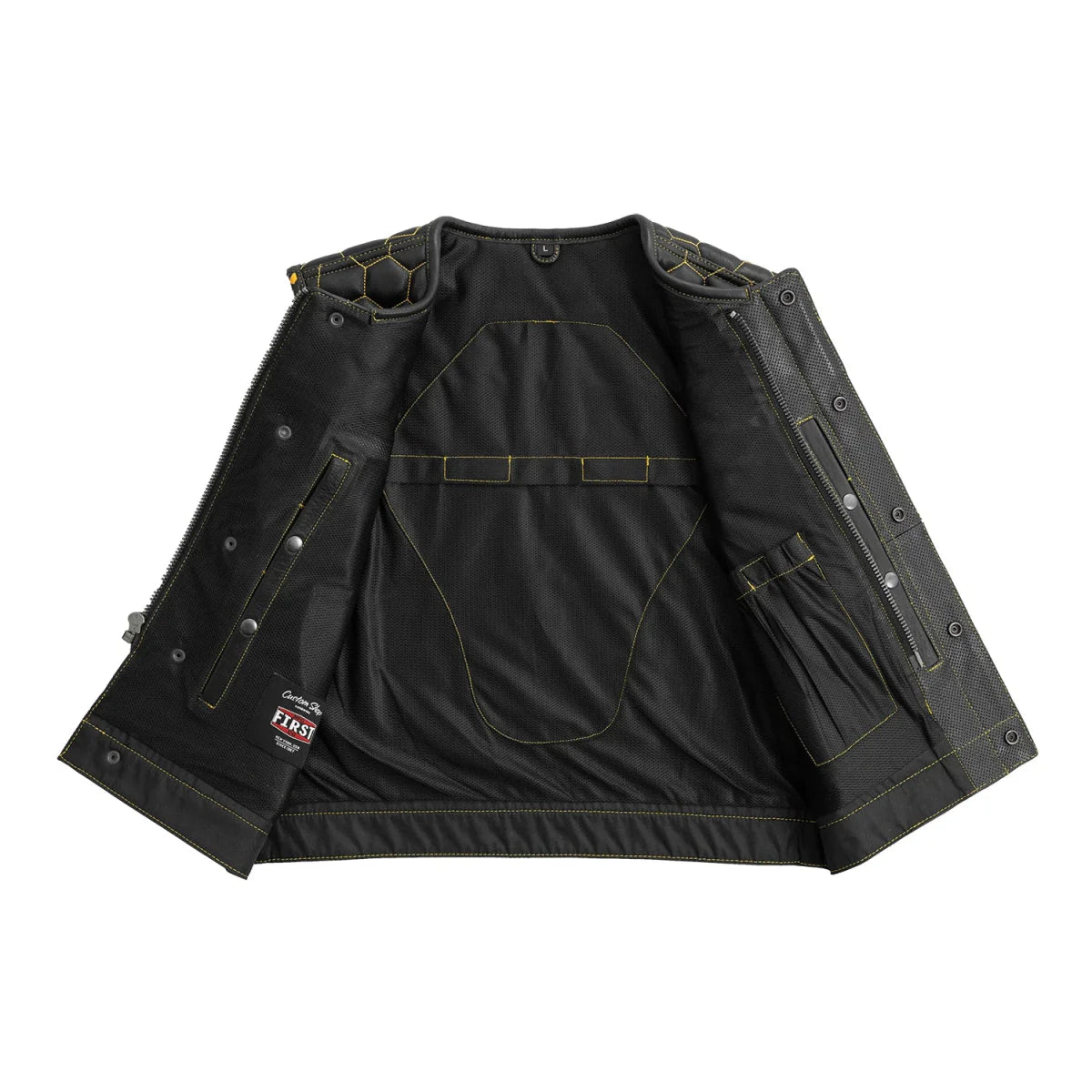 Lowside Hornet Perforated Men's Club Style Leather Vest Men's Perforated Leather Vest First Manufacturing Company