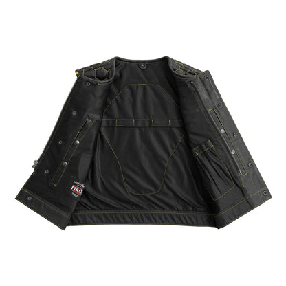 Lowside Hornet Perforated Men's Club Style Leather Vest Men's Perforated Leather Vest First Manufacturing Company
