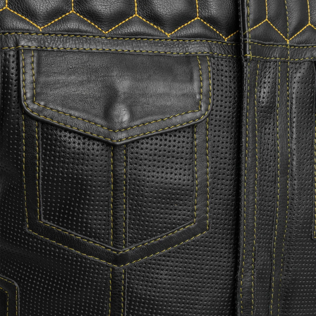 Lowside Hornet Perforated Men's Club Style Leather Vest Men's Perforated Leather Vest First Manufacturing Company