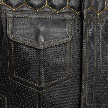 Lowside Hornet Perforated Men's Club Style Leather Vest Men's Perforated Leather Vest First Manufacturing Company