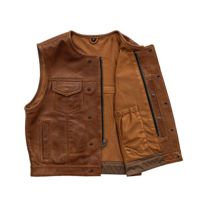 Lowside Men's Perforated Motorcycle Leather Vest Men's Perforated Leather Vest First Manufacturing Company