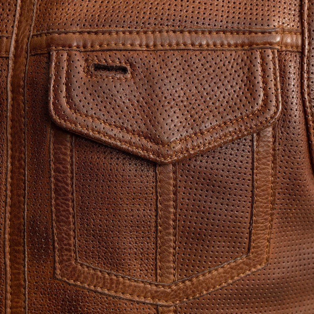 Lowside Men's Perforated Motorcycle Leather Vest Men's Perforated Leather Vest First Manufacturing Company