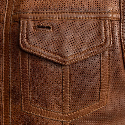 Lowside Men's Perforated Motorcycle Leather Vest Men's Perforated Leather Vest First Manufacturing Company