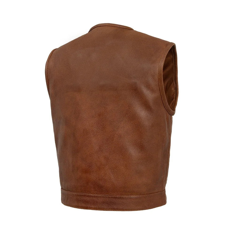 Lowside Men's Perforated Motorcycle Leather Vest Men's Perforated Leather Vest First Manufacturing Company