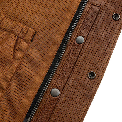 Lowside Men's Perforated Motorcycle Leather Vest Men's Perforated Leather Vest First Manufacturing Company