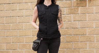 Ludlow Women's Motorcycle Canvas Vest Women's Canvas Vest First Manufacturing Company