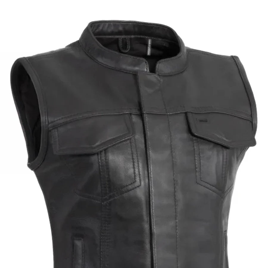 Ludlow Women's Motorcycle Leather Vest Women's Leather Vest First Manufacturing Company