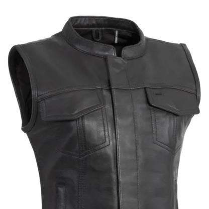 Ludlow Women's Motorcycle Leather Vest Women's Leather Vest First Manufacturing Company