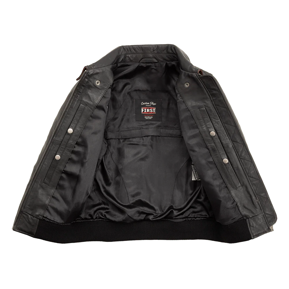 Nancy - Women's Moto Bomber Leather Jacket Women's Bomber Jacket First Manufacturing Company   