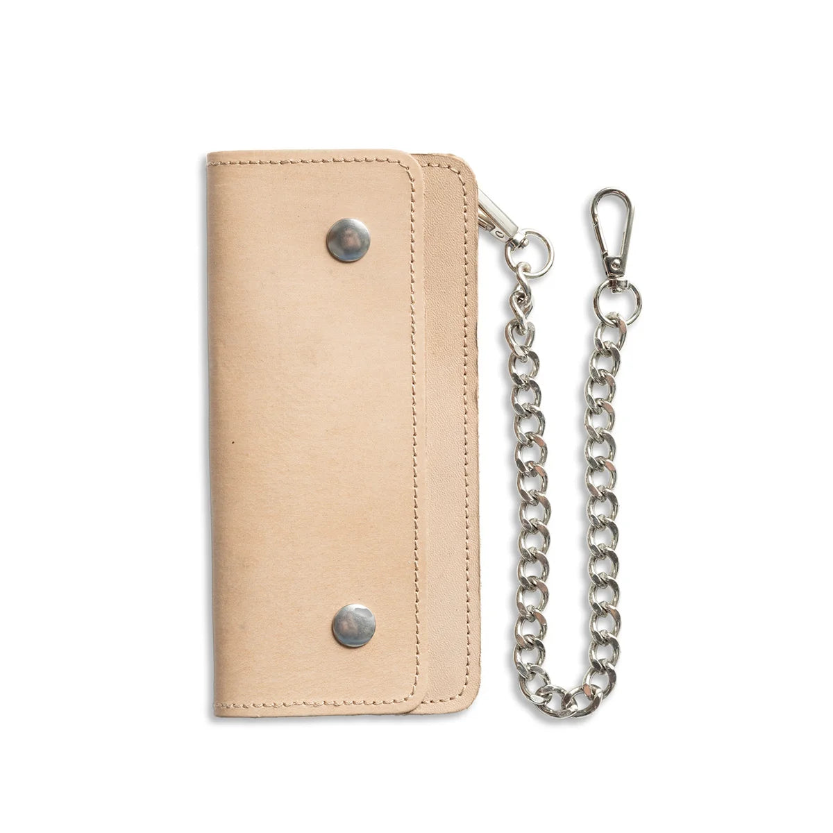 LARGE TRUCKER - Vegetable Tanned Leather Wallet Leather Wallet First Manufacturing Company NATURAL Chrome