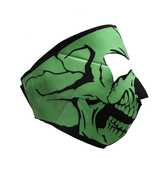 Neoprene Full Face Skull Riding Mask Face Mask Accessories Kelly Green & Black