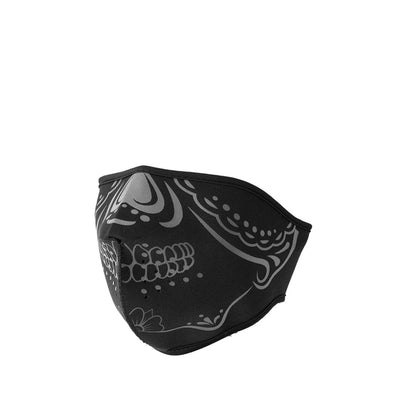 Neoprene Half Face Inverse Skull Riding Mask Face Mask First Manufacturing Company Grey Black