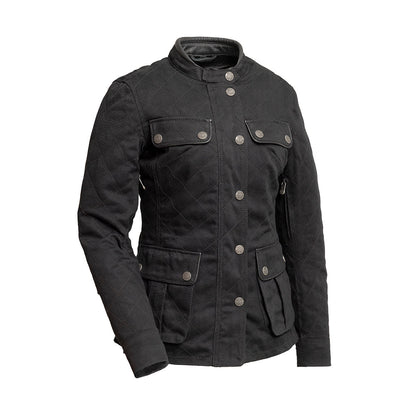 Outcast - Women's Twill Motorcycle Jacket Women's Leather Jacket First Manufacturing Company Black XS