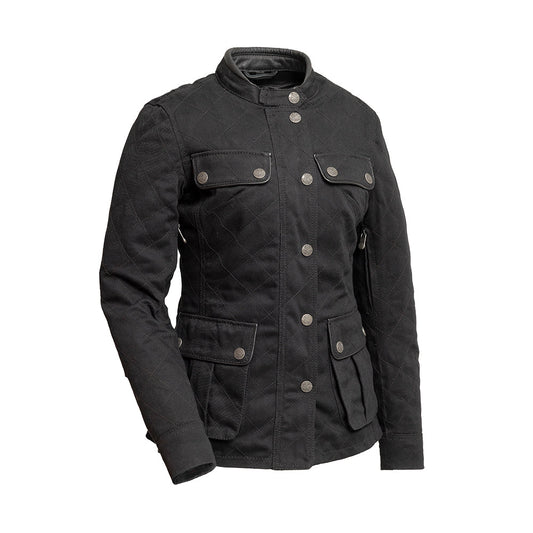 Outcast - Women's Twill Motorcycle Jacket Women's Leather Jacket First Manufacturing Company Black XS