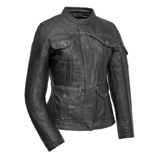 Outlander - Women's Motorcycle Leather Jacket Women's Leather Jacket First Manufacturing Company Black XS