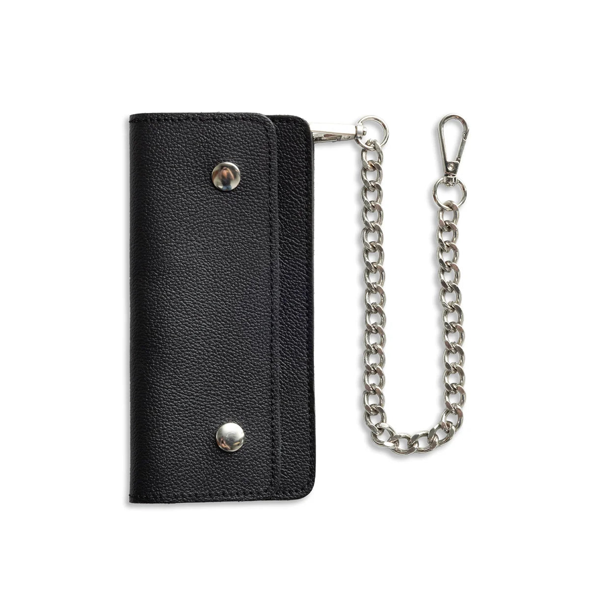 LARGE TRUCKER - Vegetable Tanned Leather Wallet Leather Wallet First Manufacturing Company Pebble Black Chrome