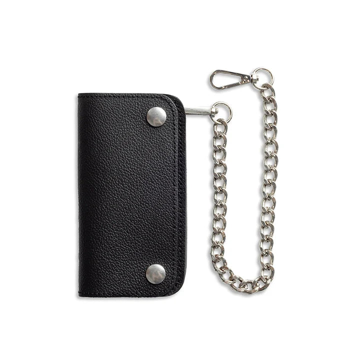 SMALL TRUCKER - Vegetable Tanned Leather Wallet Leather Wallet First Manufacturing Company Pebble Black Chrome