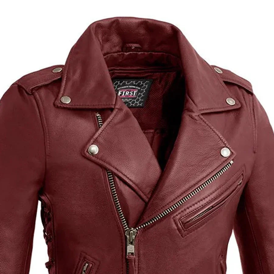 Popstar Women's Motorcycle Leather Jacket Oxblood Women's Leather Jacket Jackets