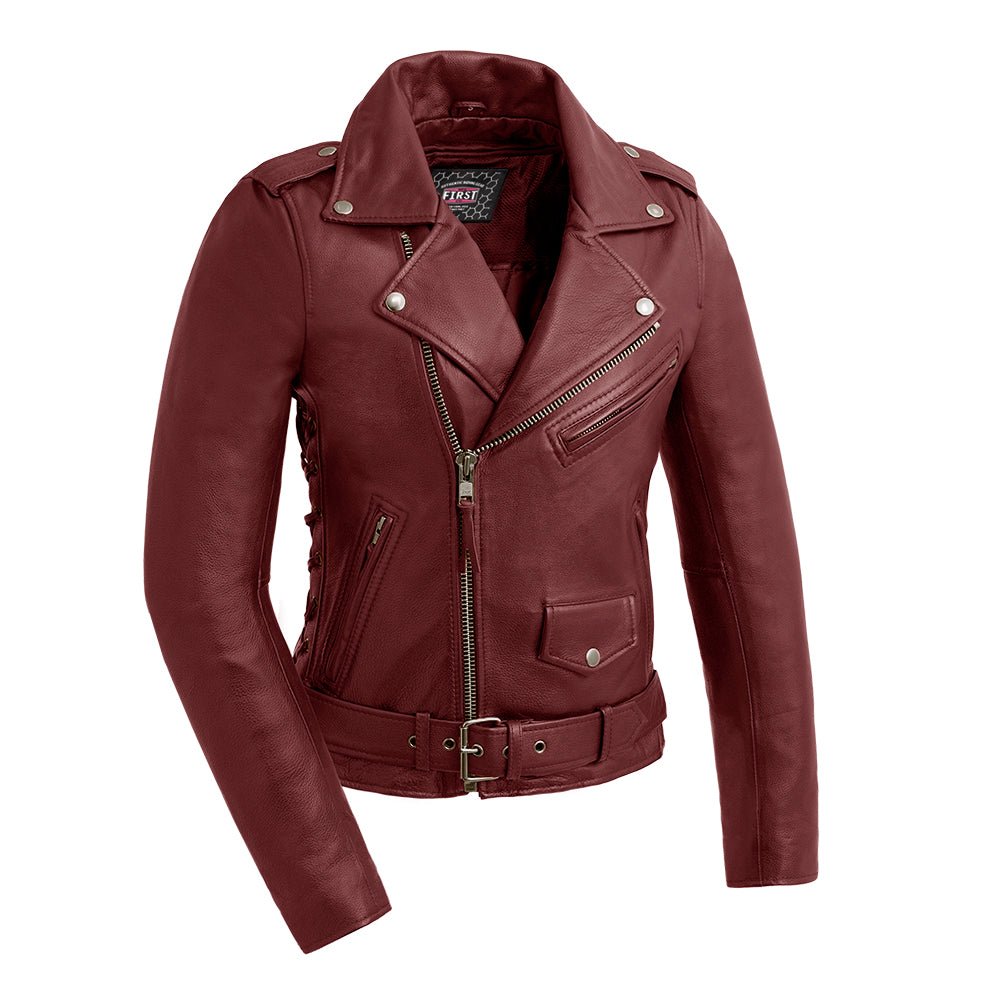 Popstar Women's Motorcycle Leather Jacket Oxblood Women's Leather Jacket Jackets Oxblood XS