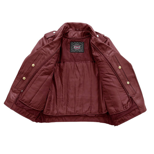Popstar Women's Motorcycle Leather Jacket Oxblood Women's Leather Jacket Jackets
