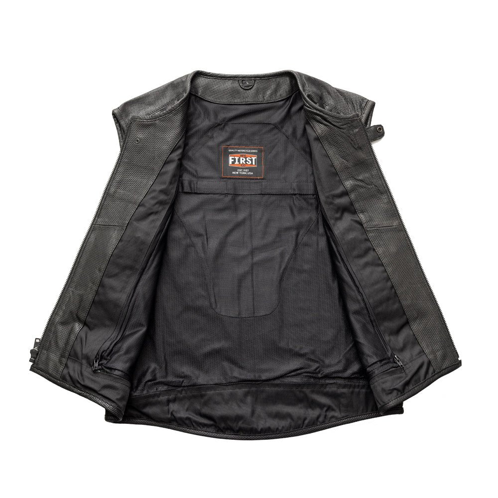 Raceway - Men's Motorcycle Perforated Leather Vest Men's Perforated Leather Vest First Manufacturing Company