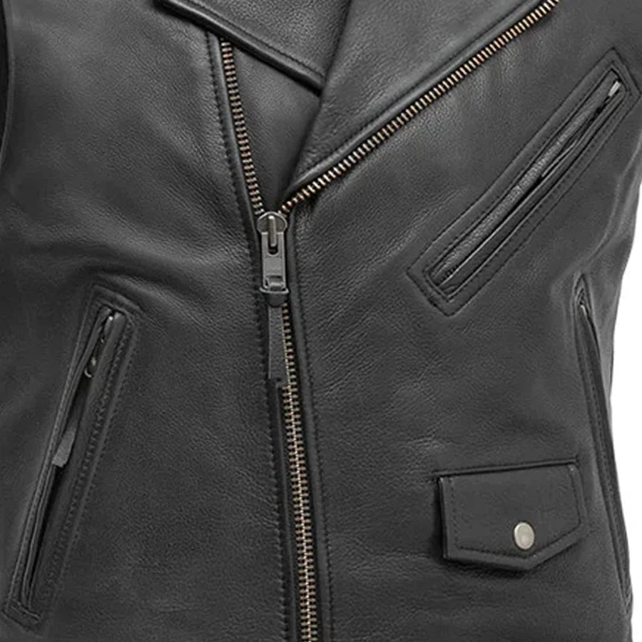 Rockin - Men's Motorcycle Leather Vest Men's Leather Vest First Manufacturing Company