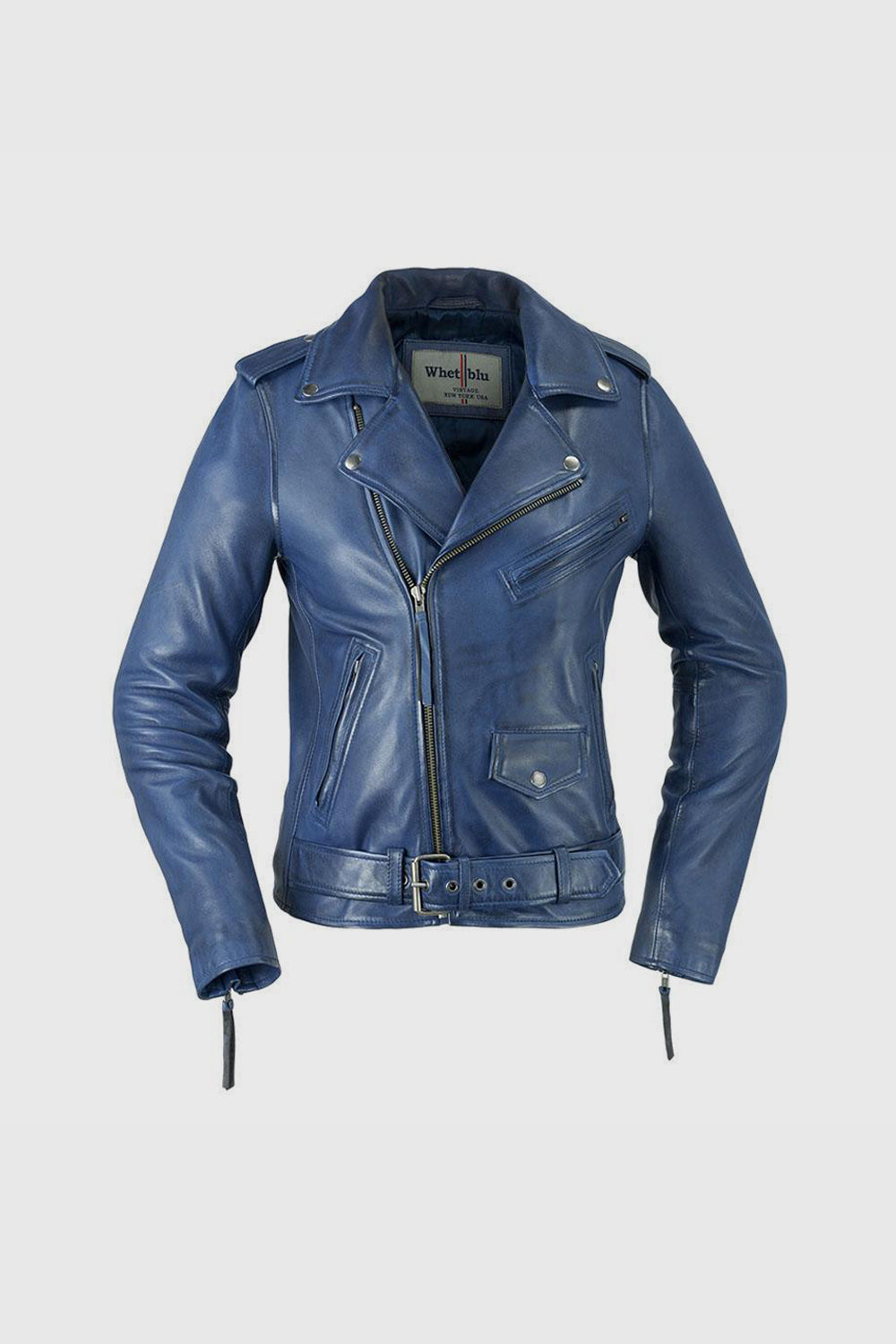 Rockstar Moto Lambskin Leather Jacket Women's Fashion Leather Jacket FMCo Blue XS 