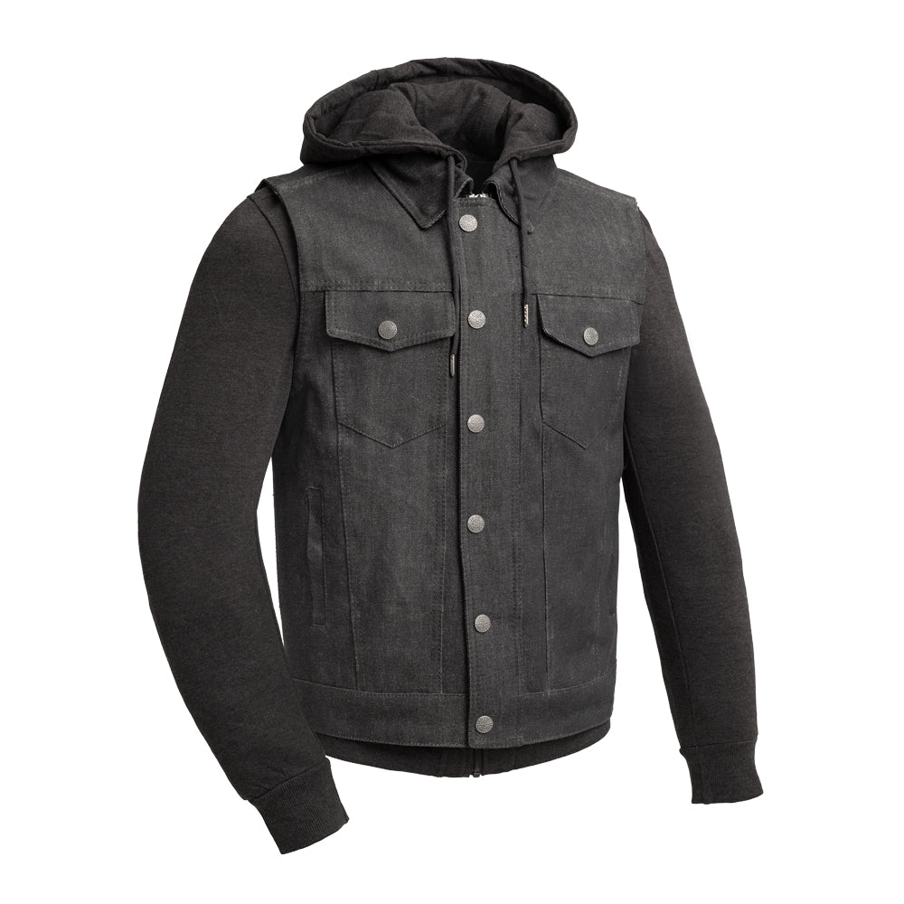 Rook - Men's Motorcycle Denim Vest Men's Denim Vest First Manufacturing Company Black/Black S