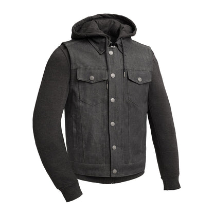 Rook - Men's Motorcycle Denim Vest Men's Denim Vest First Manufacturing Company Black/Black S