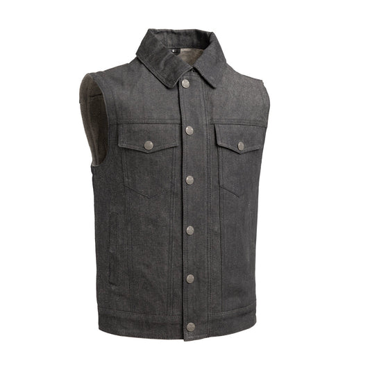 Rook - Vest Only - Men's Motorcycle Denim Vest Men's Denim Vest First Manufacturing Company Grey XS