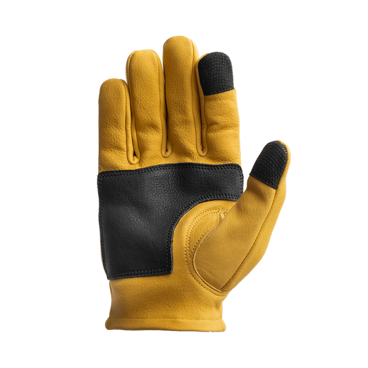 Roper DBL Palm Men's Motorcycle Leather Gloves Men's Gloves First Manufacturing Company Black Yellow XS 