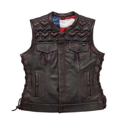Rosie Women’s Motorcycle Leather Vest Women's Leather Vest First Manufacturing Company Black XS 