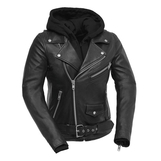 Ryman - Women's Motorcycle Leather Jacket Women's Leather Jacket First Manufacturing Company Black XS