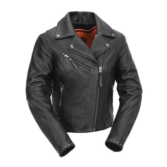 Scarlett Star - Womens Motorcycle Leather Jacket Women's Leather Jacket First Manufacturing Company Black XS