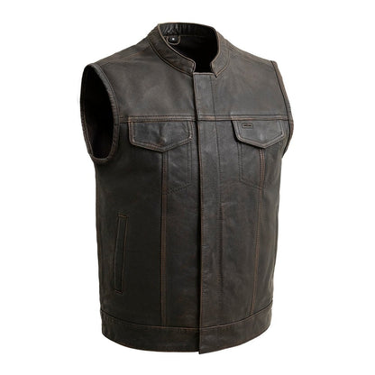 Sharp Shooter Men's Motorcycle Leather Vest Men's Leather Vest First Manufacturing Company Black Olive S