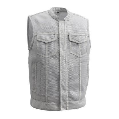 Sharp Shooter Moto Mesh Men's Motorcycle Vest Men's Moto Mesh Vest First Manufacturing Company White S