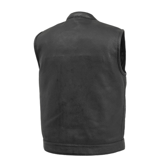 Sharp Shooter Perforated Men's Motorcycle Leather Vest Men's Perforated Leather Vest First Manufacturing Company