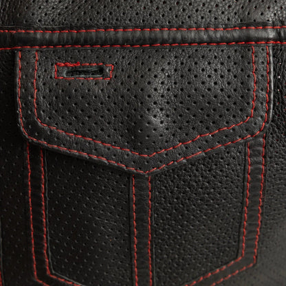 Sharp Shooter Perforated Men's Motorcycle Leather Vest Men's Perforated Leather Vest First Manufacturing Company
