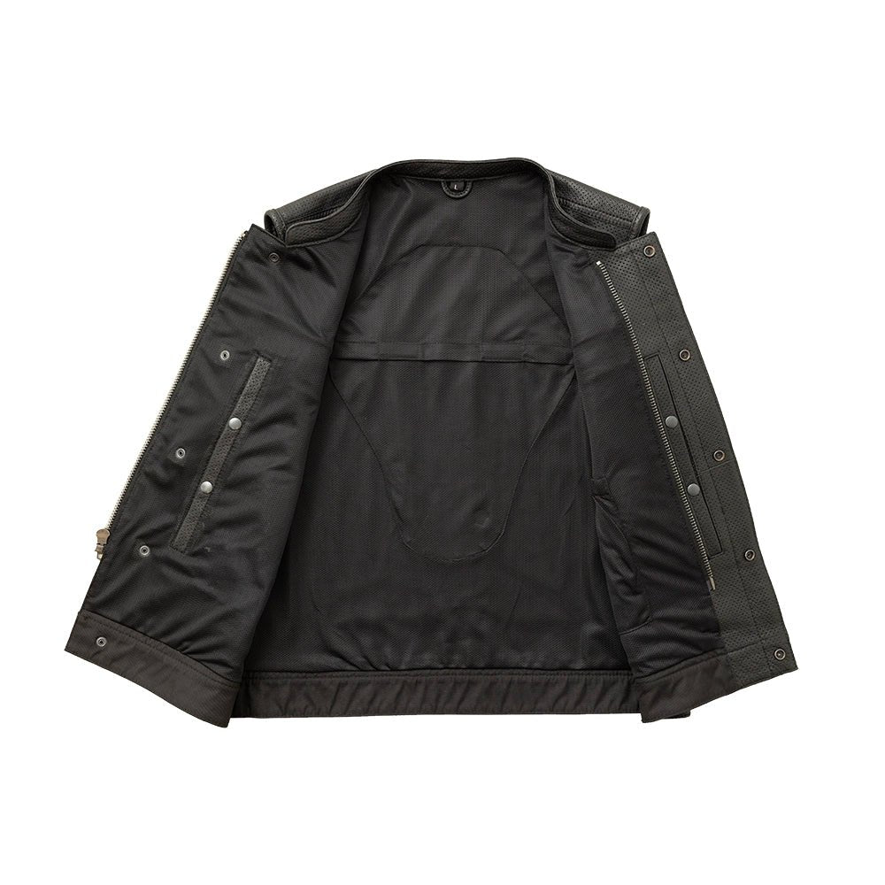 Sharp Shooter Perforated Men's Motorcycle Leather Vest Men's Perforated Leather Vest First Manufacturing Company