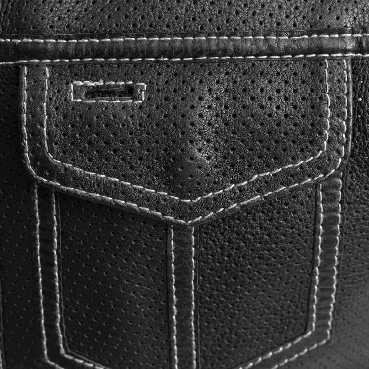 Sharp Shooter Perforated Men's Motorcycle Leather Vest Men's Perforated Leather Vest First Manufacturing Company