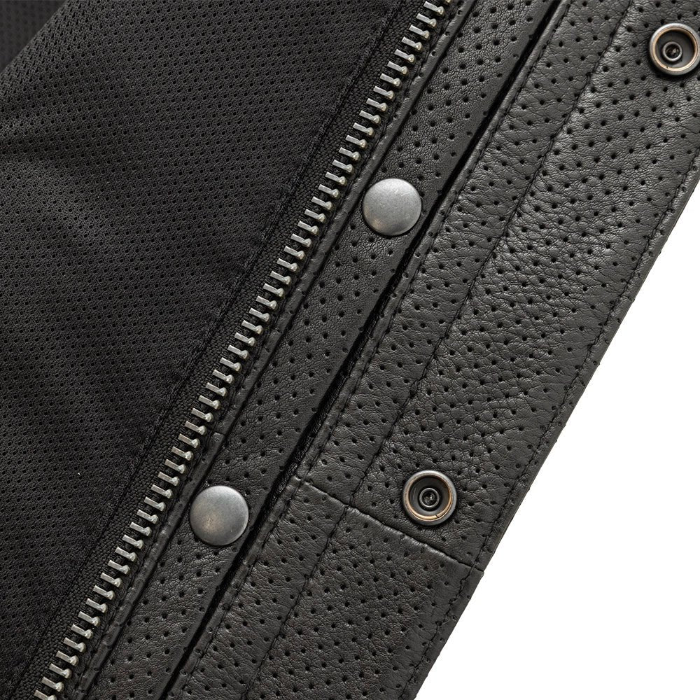 Sharp Shooter Perforated Men's Motorcycle Leather Vest Men's Perforated Leather Vest First Manufacturing Company