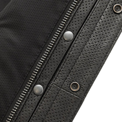 Sharp Shooter Perforated Men's Motorcycle Leather Vest Men's Perforated Leather Vest First Manufacturing Company