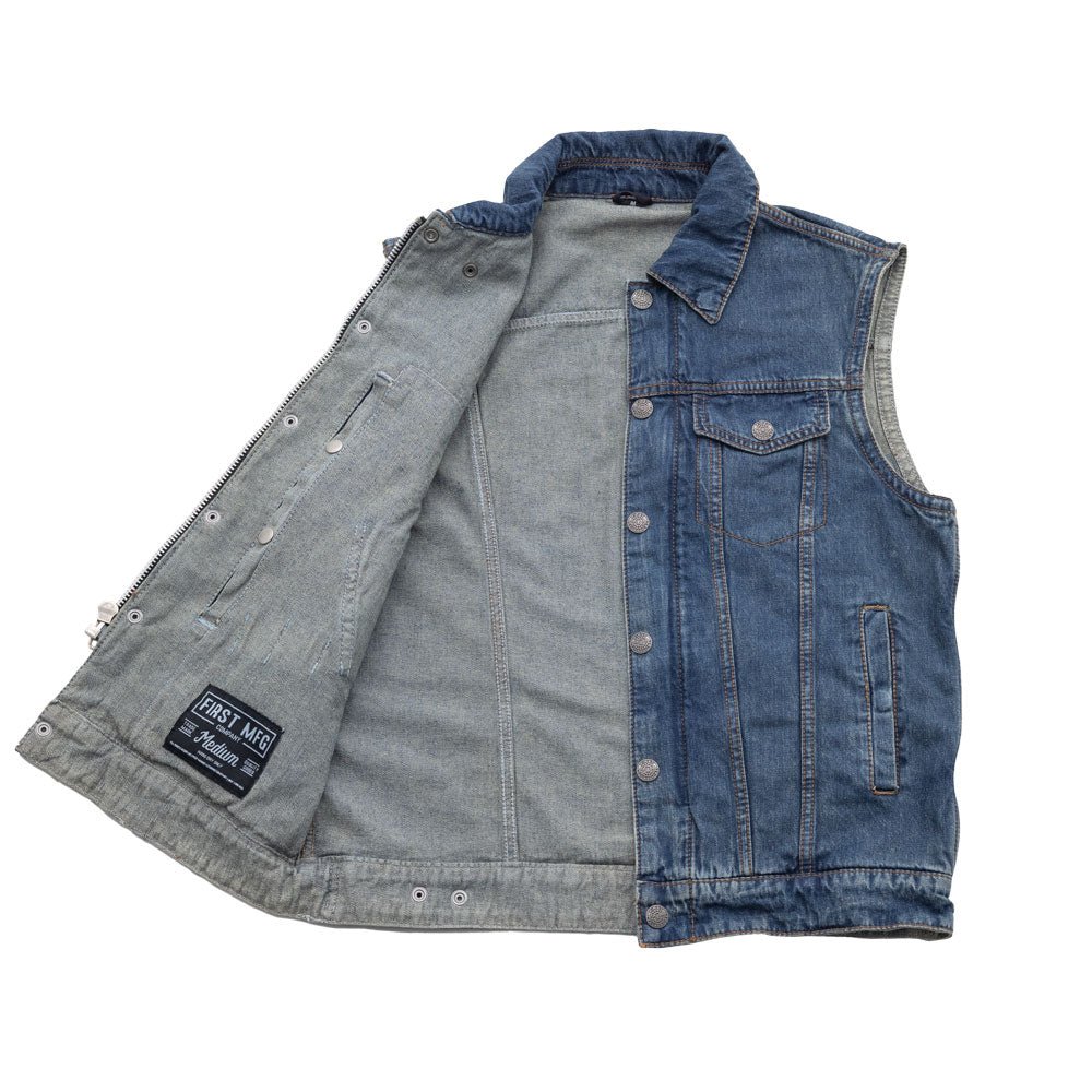 Showdown Motorcycle Lightweight Denim Vest Men's Denim Vest First Manufacturing Company