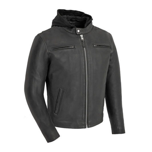 Street Cruiser Men's Motorcycle Leather Jacket (Copy) Men's Leather Jacket First Manufacturing Company Black S