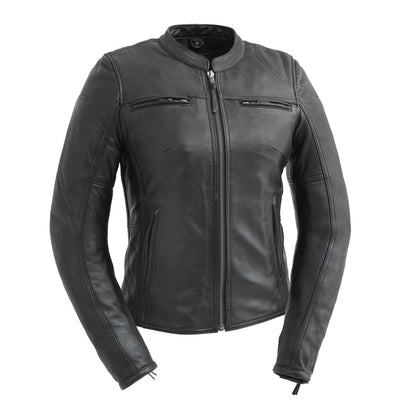 Supastar - Womens Motorcycle Leather Jacket Women's Leather Jacket First Manufacturing Company Black XS