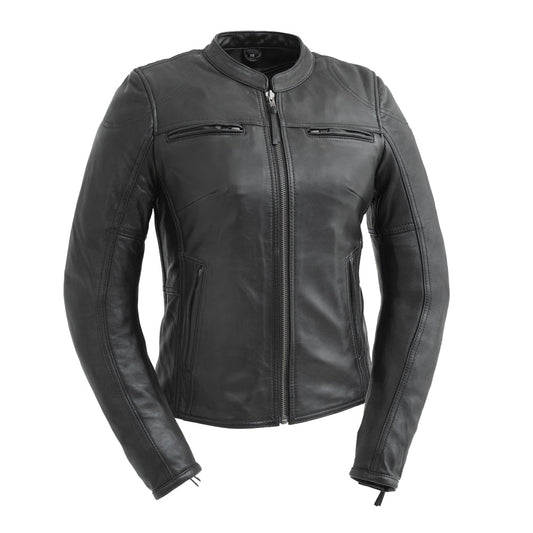 Supastar - Womens Motorcycle Leather Jacket Women's Leather Jacket First Manufacturing Company Black XS