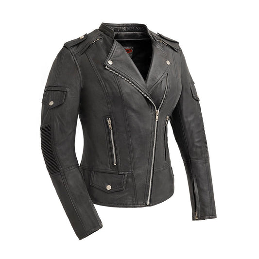 Tantrum - Women's Motorcycle Leather Jacket Women's Leather Jacket First Manufacturing Company Black XS