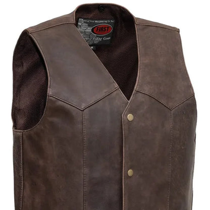 Texan Men's Motorcycle Western Style Leather Vest Men's Western Vest First Manufacturing Company
