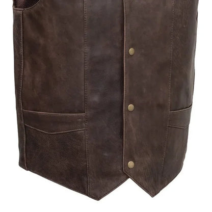Texan Men's Motorcycle Western Style Leather Vest Men's Western Vest First Manufacturing Company