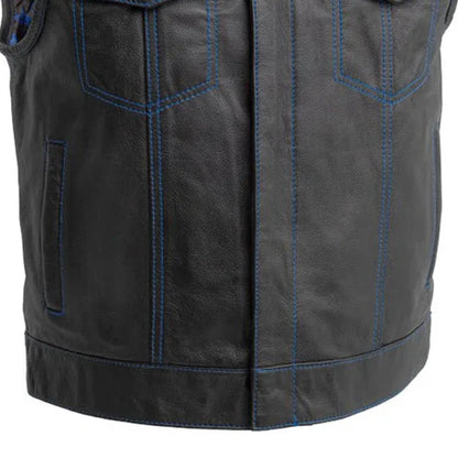 The Club Cut Men's Motorcycle Leather Vest, Multiple Color Options Men's Leather Vest First Manufacturing Company